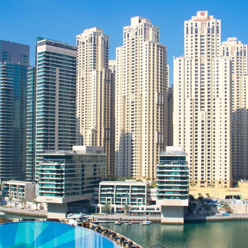 Residential apartment building with flats for rent in Majan, Dubai